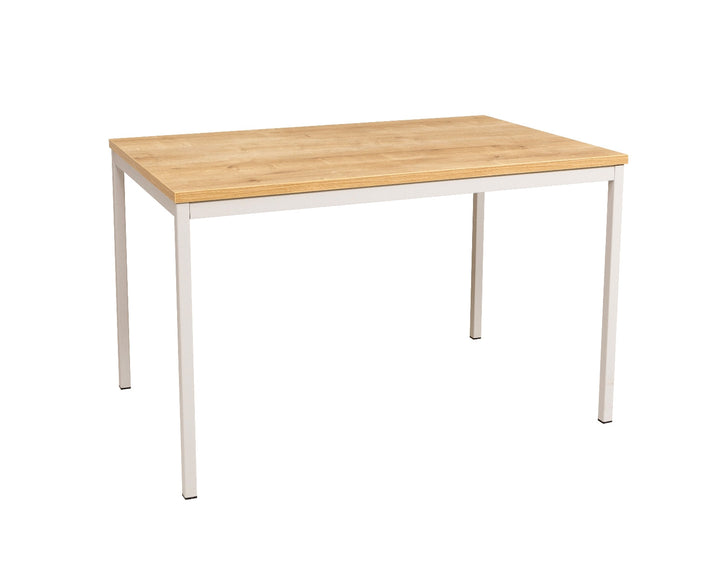 Furni24 Schreibtisch-Stahl 200x100x75cm, Eiche, TÜV/GS-Einfache Montage, Arbeitstisch, Bürotisch, Küchentisch, Esstisch, Druckertisch Büro-Möbel Arbeitszimmer Computertisch Gaming-Tisch Mehrzwecktisch