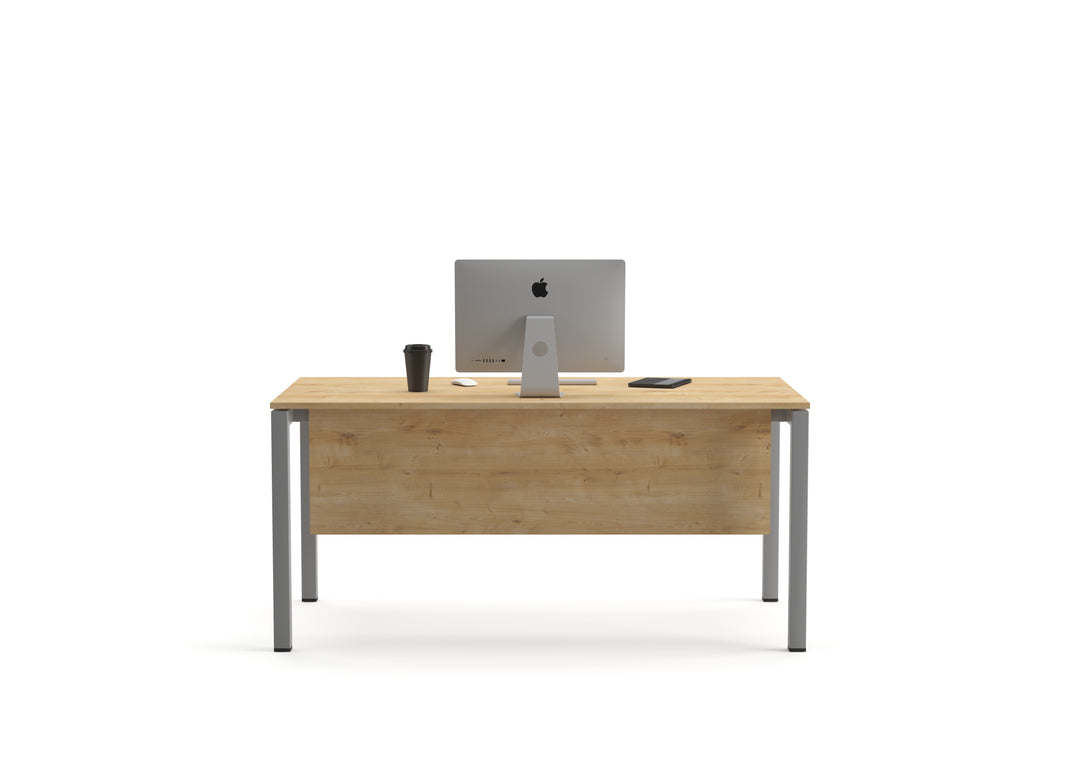 Schreibtisch Tetra, 160 x 80 x 75 cm, Saphir Eiche Dekor/silber RAL 9006
