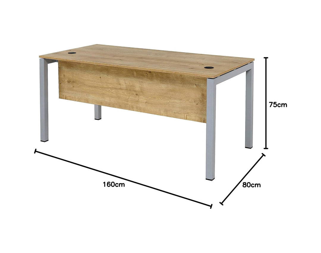 Schreibtisch Tetra, 160 x 80 x 75 cm, Saphir Eiche Dekor/silber RAL 9006