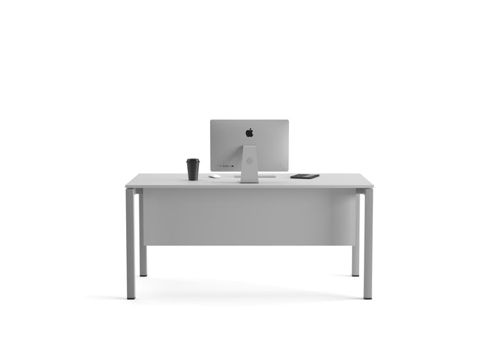 Schreibtisch Tetra, 160 x 80 x 75 cm, grau Dekor/silber RAL 9006
