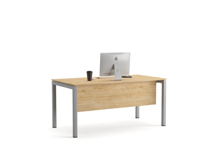 Schreibtisch Tetra, 180 x 80 x 75 cm, Saphir Eiche Dekor/silber RAL 9006 inkl. Kabelkanal