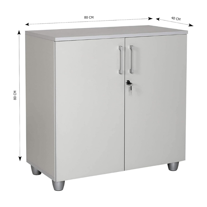 Aktenschrank, 80 cm x 40 cm x 80 cm, grau Dekor