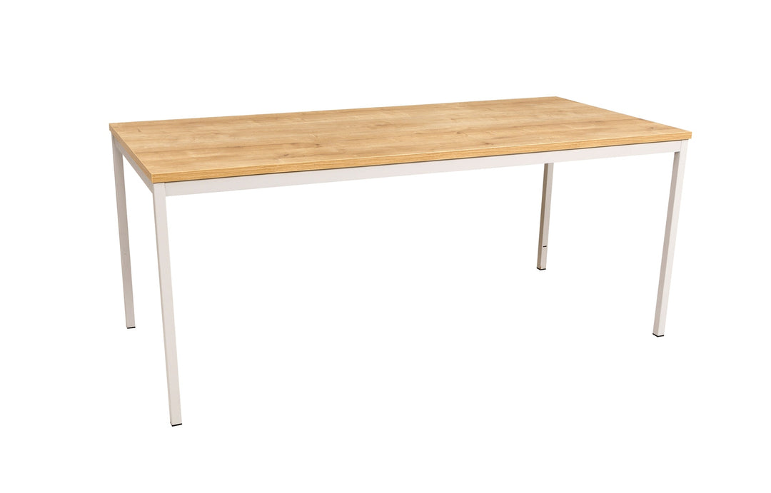 Furni24 Schreibtisch-Stahl 120x80x75cm, Eiche, TÜV/GS-Einfache Montage, Arbeitstisch, Bürotisch, Küchentisch, Esstisch, Druckertisch Büro-Möbel Arbeitszimmer Computertisch Gaming-Tisch Mehrzwecktisch