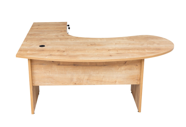Winkelschreibtisch "Gela", Holzfuss, Saphir Eiche Dekor, 180 x120 x74 cm, inkl. Beistellcontainer, rechts gewinkelt