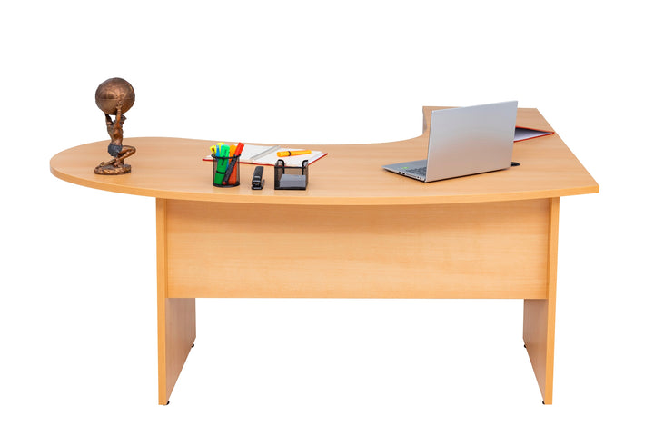 Winkelschreibtisch "Gela", Holzfuss, Buche Dekor, 180 cm x 120 cm x 74 cm, inkl. Beistellcontainer, links gewinkelt