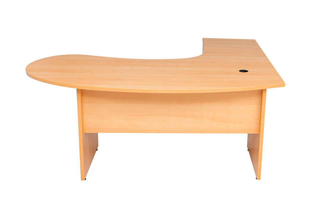 Winkelschreibtisch "Gela", Holzfuss, Buche Dekor, 180 cm x 120 cm x 74 cm, inkl. Beistellcontainer, links gewinkelt