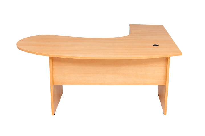 Winkelschreibtisch "Gela", Holzfuss, Buche Dekor, 180 cm x 120 cm x 74 cm, inkl. Beistellcontainer, links gewinkelt