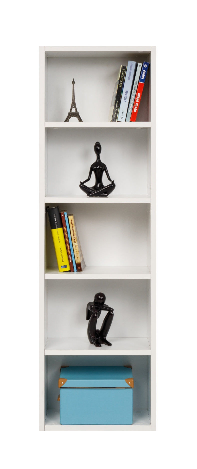 Bücherregal mit 5 Fächern, weiß, 40x24x132 cm