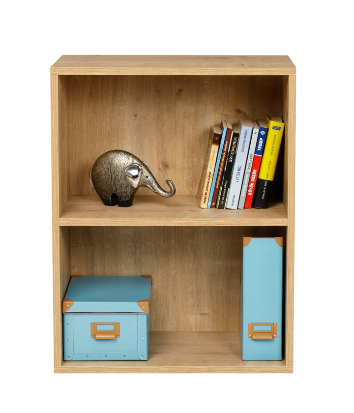 Breites Bücherregal mit 2 Fächern, Saphir Eiche Dekor, 60x31x77 cm