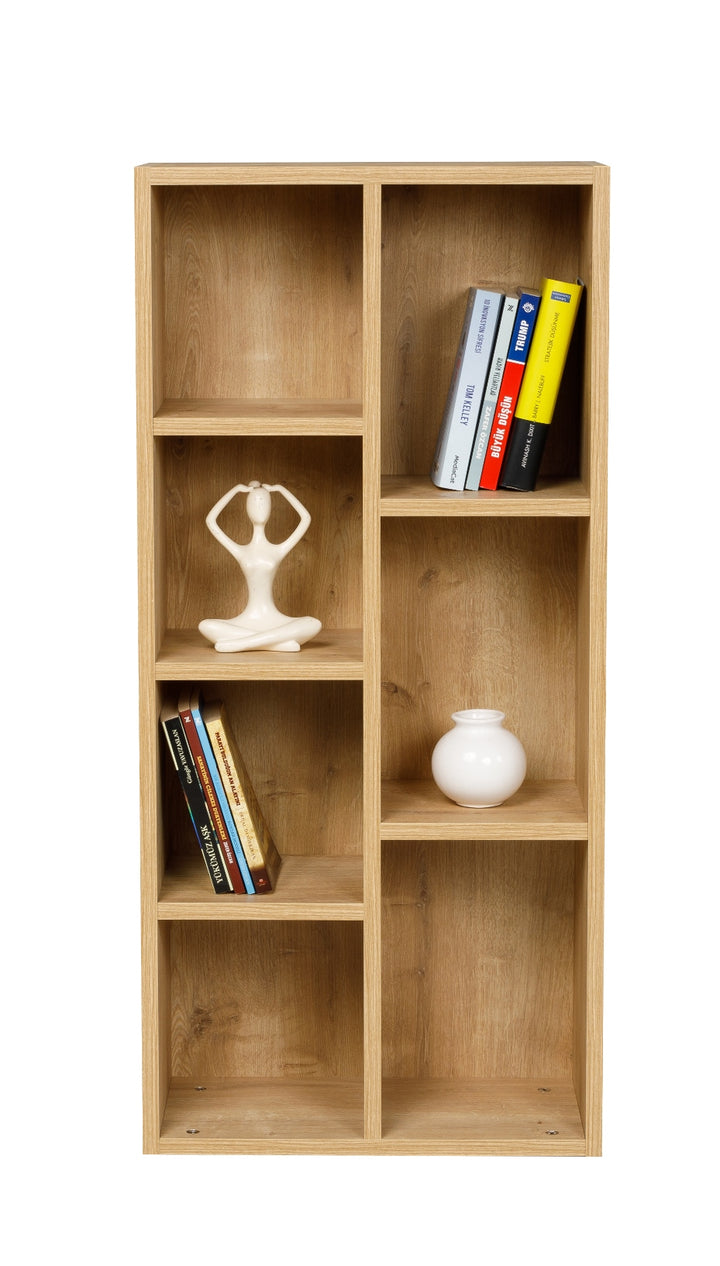 Bücherregal mit 7 Fächern, Saphir Eiche Dekor, 49,5x24x106 cm