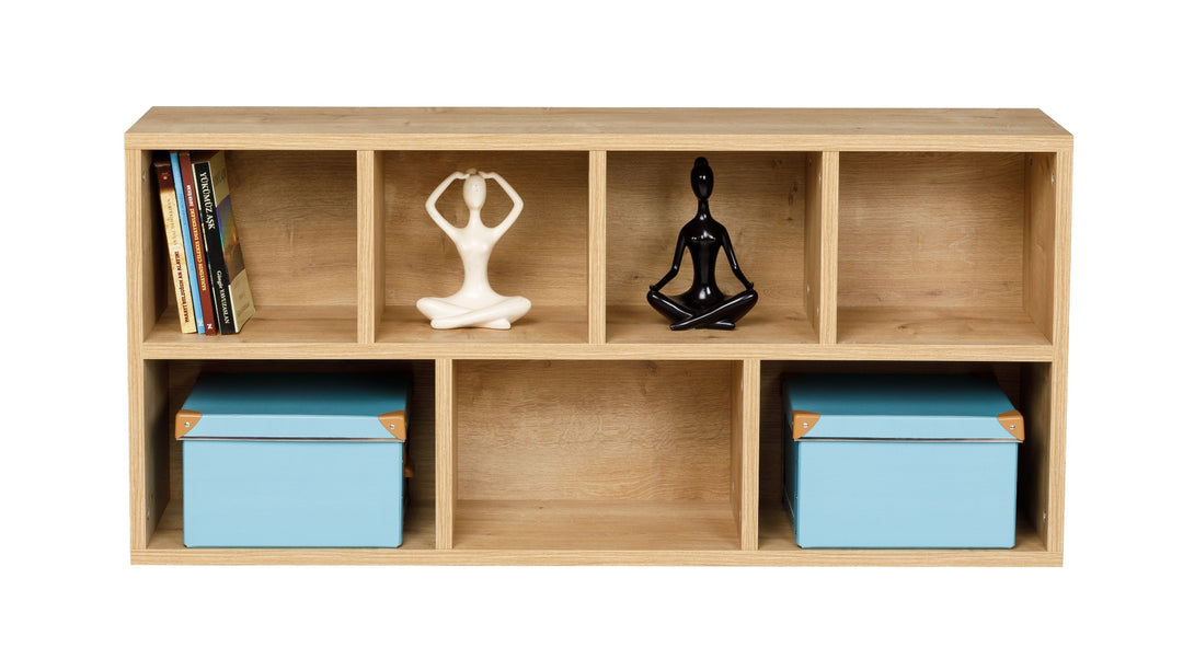 Bücherregal mit 7 Fächern, Saphir Eiche Dekor, 49,5x24x106 cm