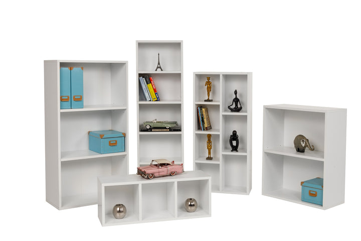 Breites Bücherregal mit 3 Fächern, weiß, 60x31x115 cm