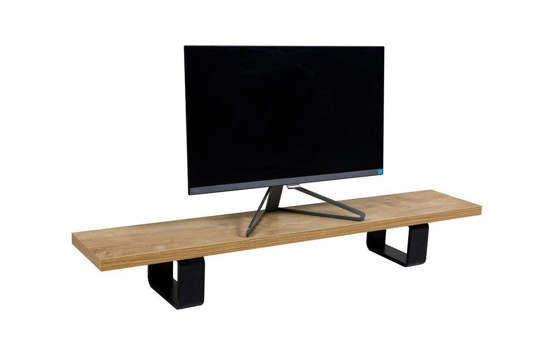 Schreibtisch Nuvi, 160 cm x 80 cm x 75 cm, Saphir Eiche Dekor inkl. Kabelkanal und Monitorständer