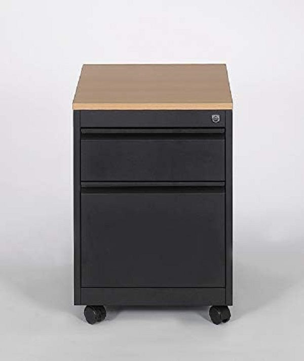 Rollcontainer, Schreibtischcontainer, 2 Schübe, Farbe schwarz RAL 9005 pulverbeschichtet