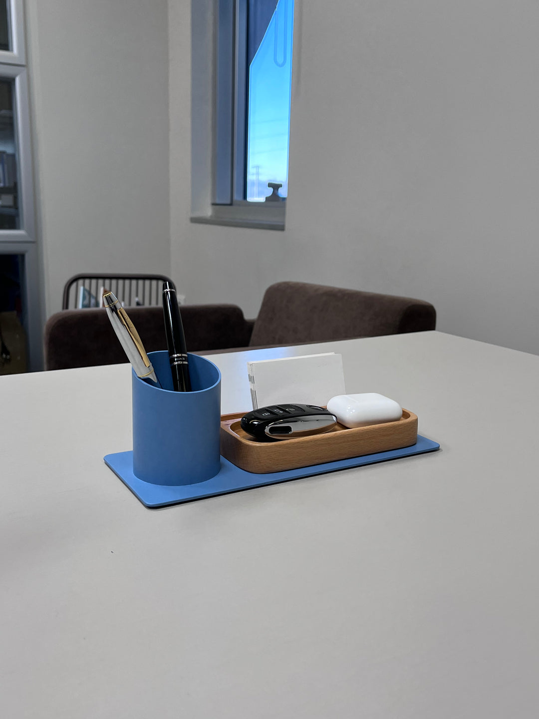 Desk Organizer Stifthalter, Telefonständer (10x10x25 cm, Blau)
