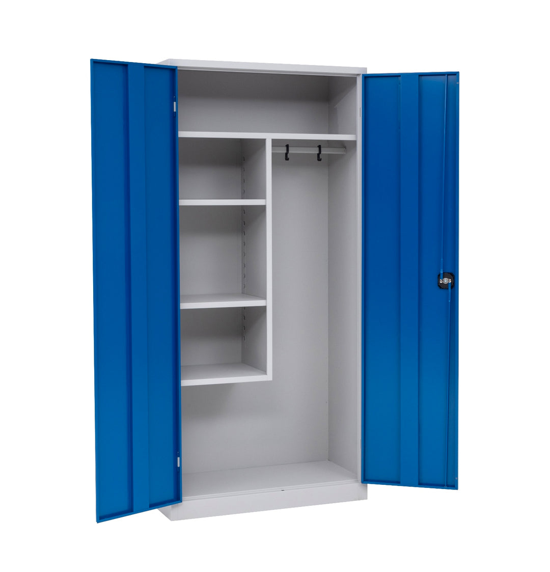 Putzmittelschrank, 92x195x42cm, grau/blau