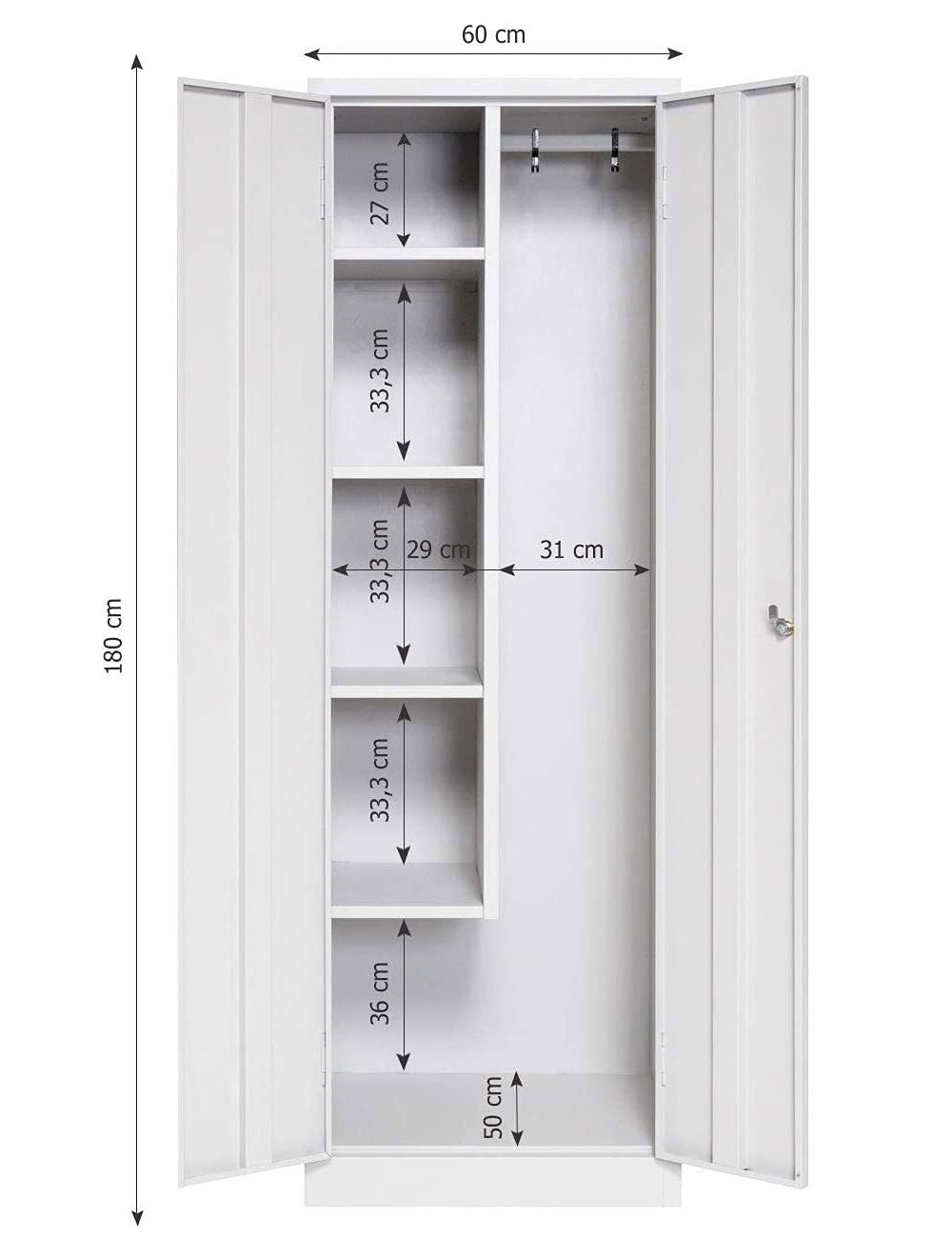 Putzmittelschrank, 60x180 cm, grau