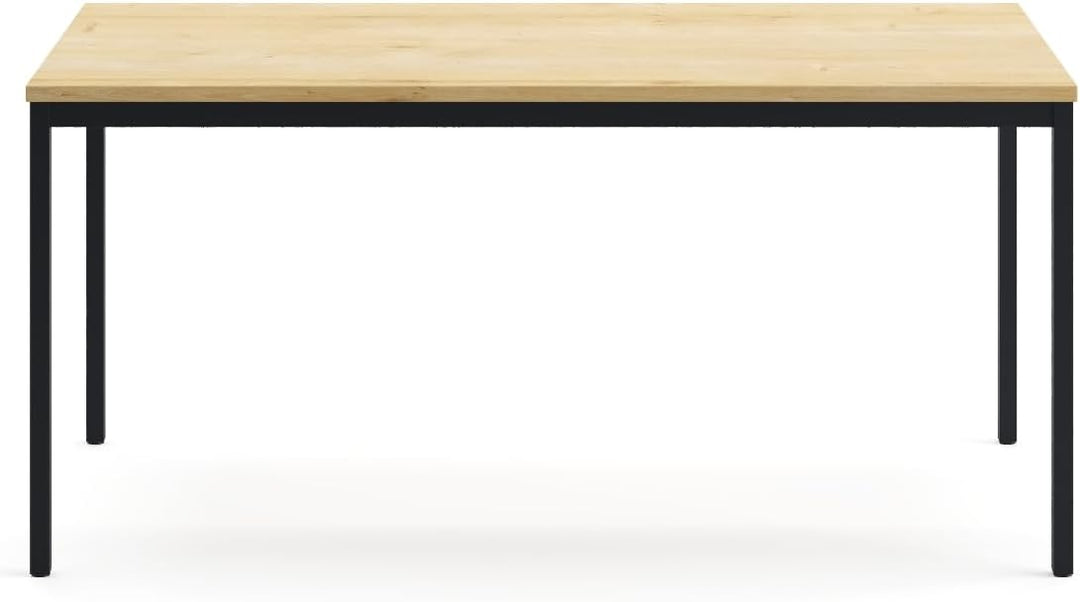 Furni24 Schreibtisch-Stahl 160x80x75cm, Eiche, TÜV/GS-Einfache Montage, Arbeitstisch, Bürotisch, Küchentisch, Esstisch, Druckertisch Büro-Möbel Arbeitszimmer Computertisch Gaming-Tisch Mehrzwecktisch