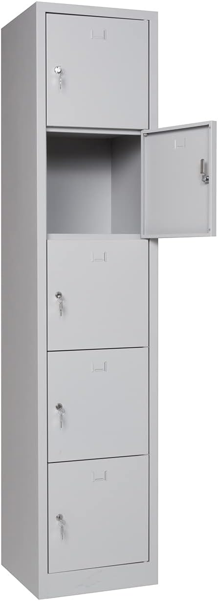 Furni24 Schließfachschrank Schließfach Wertfachschrank Personalschrank Wertfach Spind 190 cm x 40 cm x 45 cm grau RAL 7035 **fertig montiert** Verschiedene Ausführungen