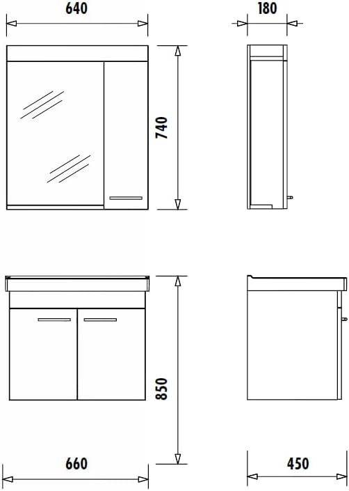 furni24 Badezimmer Badmöbel Set 65 cm Weiß -Waschbecken 65cm Keramik- Unterschrank Waschtisch Möbel - einschließlich Waschtischmischer und Wasserhahn-Sets