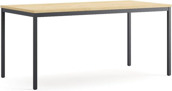 Furni24 Schreibtisch-Stahl 160x80x75cm, Eiche, TÜV/GS-Einfache Montage, Arbeitstisch, Bürotisch, Küchentisch, Esstisch, Druckertisch Büro-Möbel Arbeitszimmer Computertisch Gaming-Tisch Mehrzwecktisch