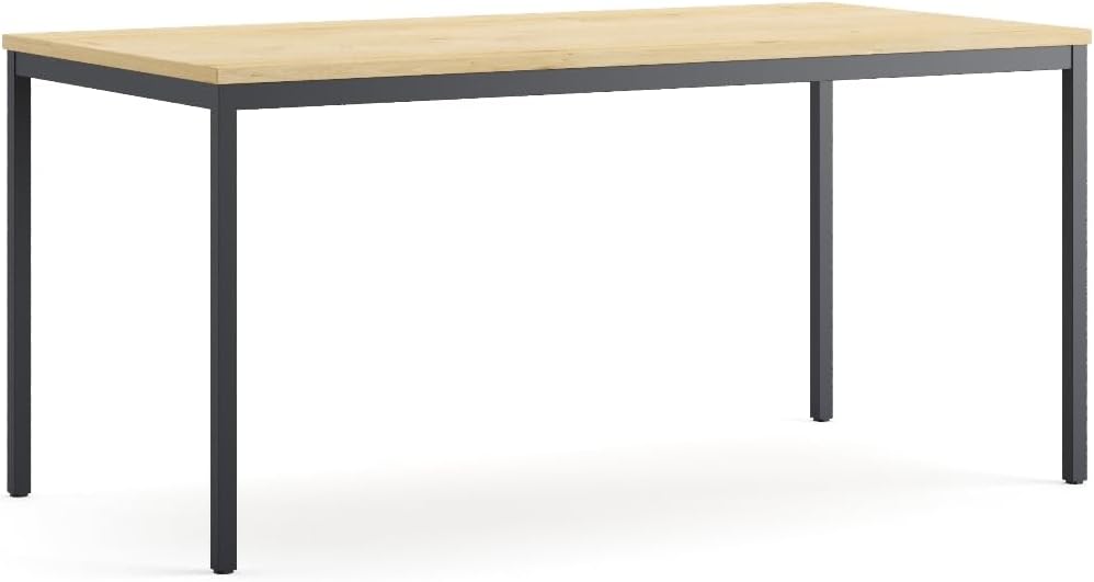 Furni24 Schreibtisch-Stahl 200x80x75cm, Eiche, TÜV/GS-Einfache Montage, Arbeitstisch, Bürotisch, Küchentisch, Esstisch, Druckertisch Büro-Möbel Arbeitszimmer Computertisch Gaming-Tisch Mehrzwecktisch