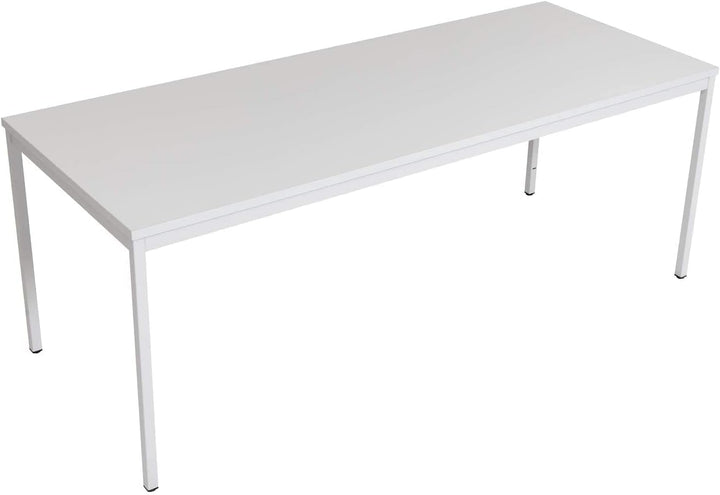 Furni24 Schreibtisch-Stahl 200x80x75cm, Grau, TÜV/GS-Einfache Montage, Arbeitstisch, Bürotisch, Küchentisch, Esstisch, Druckertisch Büro-Möbel Arbeitszimmer Computertisch Gaming-Tisch Mehrzwecktisch