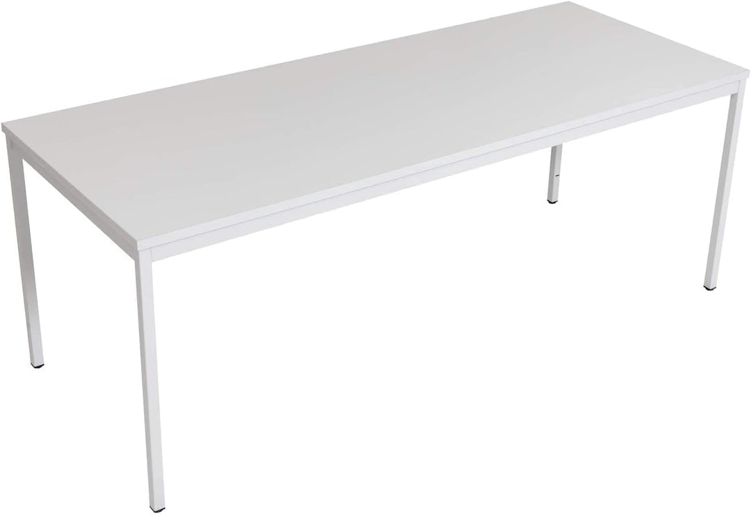 Furni24 Schreibtisch-Stahl 200x100x75cm, Grau, TÜV/GS-Einfache Montage, Arbeitstisch, Bürotisch, Küchentisch, Esstisch, Druckertisch Büro-Möbel Arbeitszimmer Computertisch Gaming-Tisch Mehrzwecktisch