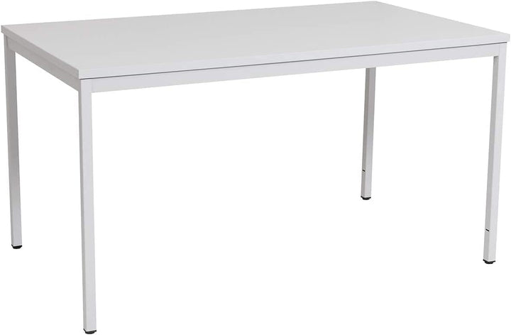 Furni24 Schreibtisch-Stahl 140x80x75cm, Grau, Einfache Montage, Arbeitstisch, Bürotisch, Küchentisch, Esstisch, Druckertisch Büro-Möbel Arbeitszimmer Computertisch Gaming-Tisch Mehrzwecktisch
