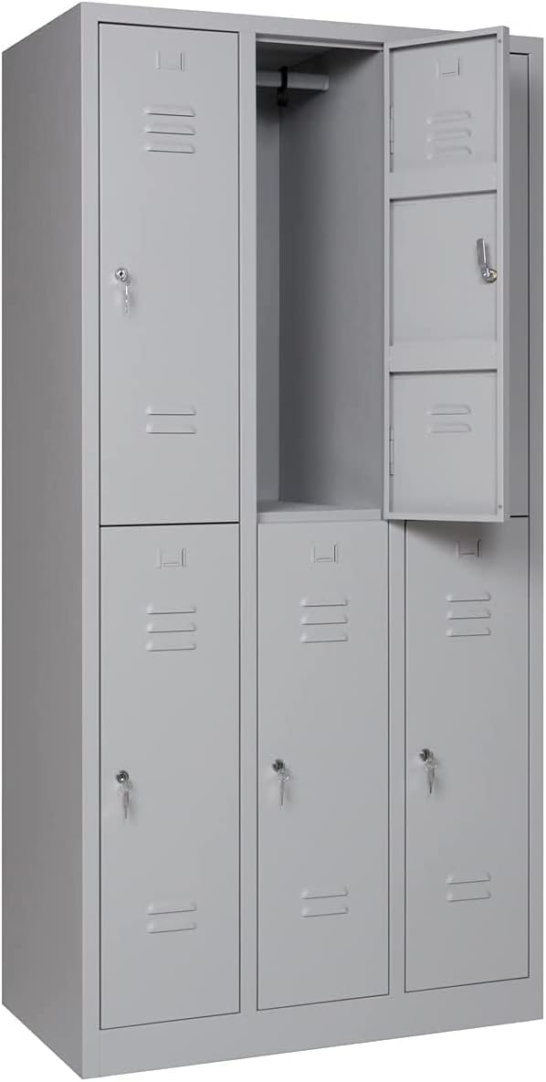 Garderobenschrank Abteilbreite 40 cm halbe Türen, 180 cm x 120 cm x 50 cm / grau