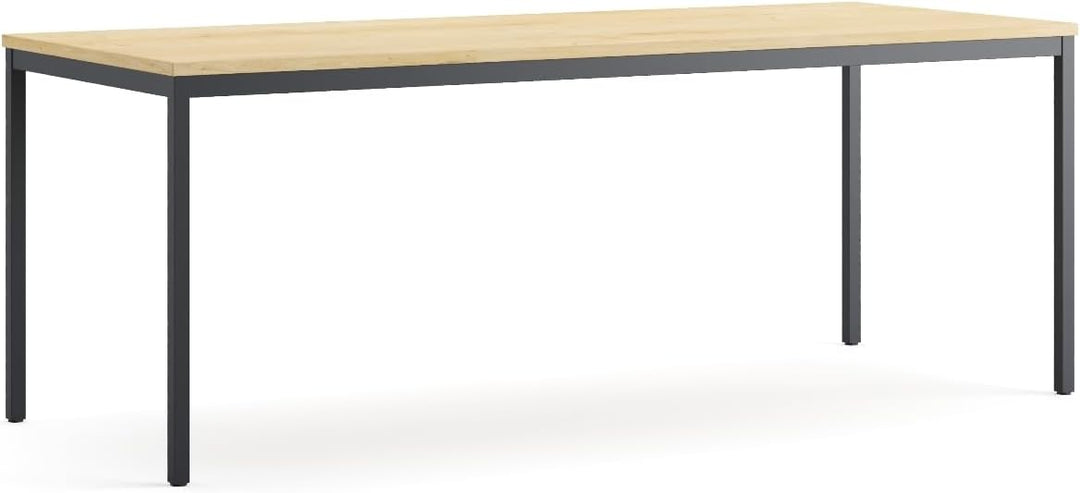 Furni24 Schreibtisch-Stahl 120x80x75cm, Eiche TÜV/GS-Einfache Montage, Arbeitstisch, Bürotisch, Küchentisch, Esstisch, Druckertisch Büro-Möbel Arbeitszimmer Computertisch Gaming-Tisch Mehrzwecktisch