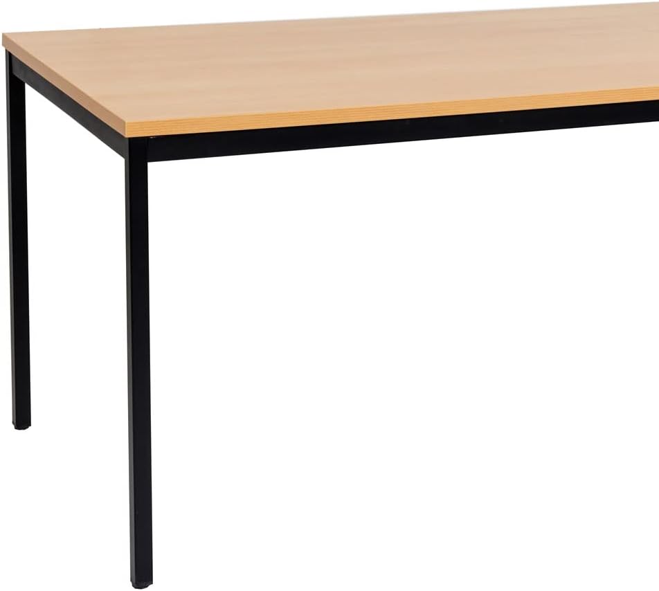 Furni24 Schreibtisch-Stahlgestell 120x80x75cm, Buche, TÜV/GS-Einfache Montage, Arbeitstisch, Bürotisch, Küchentisch, Esstisch, Druckertisch Büro-Möbel Arbeitszimmer Computertisch Gaming-Tisch Mehrzwecktisch