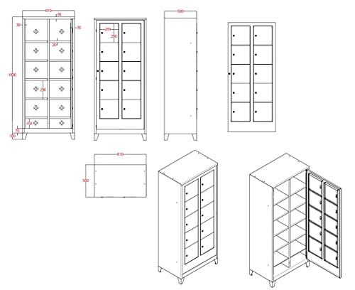Wäscheverteilerschrank 10 türig Lichtgrau