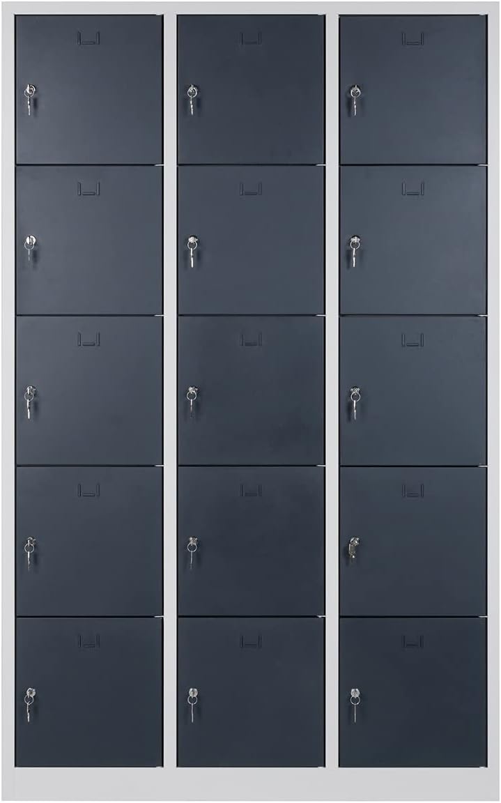 Furni24 Schließfachschrank Schließfach Wertfachschrank Personalschrank Wertfach Spind 190 cm x 120 cm x 45 cm anthrazitgrau RAL 7016 **fertig montiert** Verschiedene Ausführungen