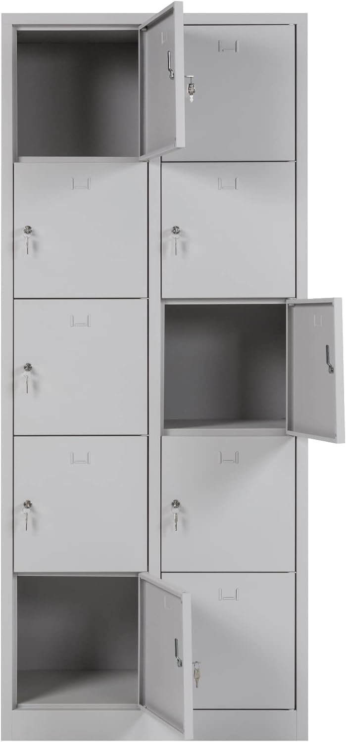 Furni24 Schließfachschrank Schließfach Wertfachschrank Personalschrank Wertfach Spind 190 cm x 80 cm x 45 cm grau RAL 7035 **fertig montiert** Verschiedene Ausführungen