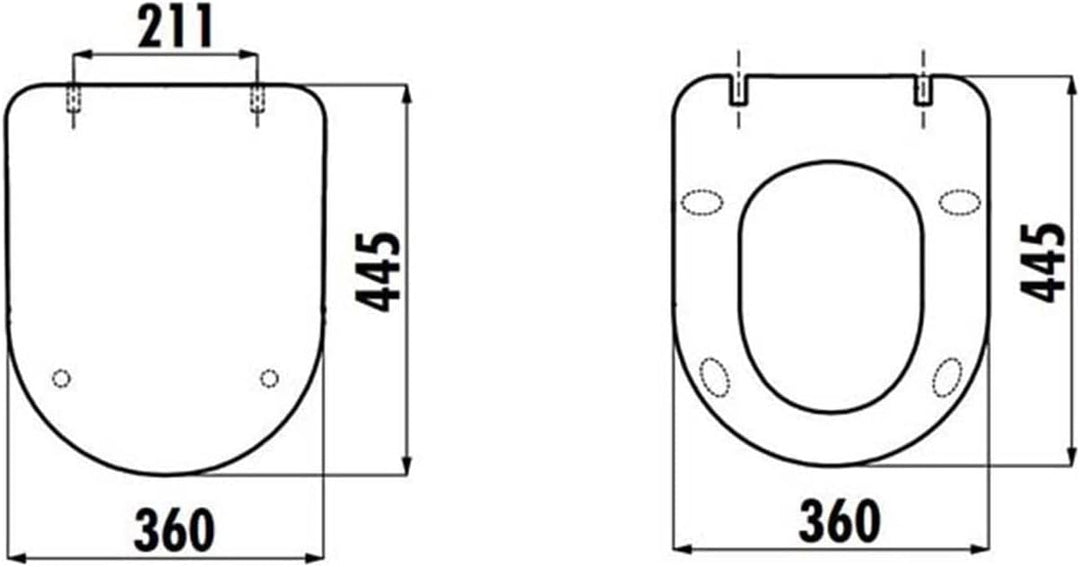 Furni24 Spülrandloses Wand-WC mit Toilettendeckel, Hänge-WC, Duroplast WC-Sitz mit Absenkautomatik, Tiefspüler spülrandlos mit waagerechtem Abgang, Keramik,Bautiefe ist 50cm, Tiefspüler weiß