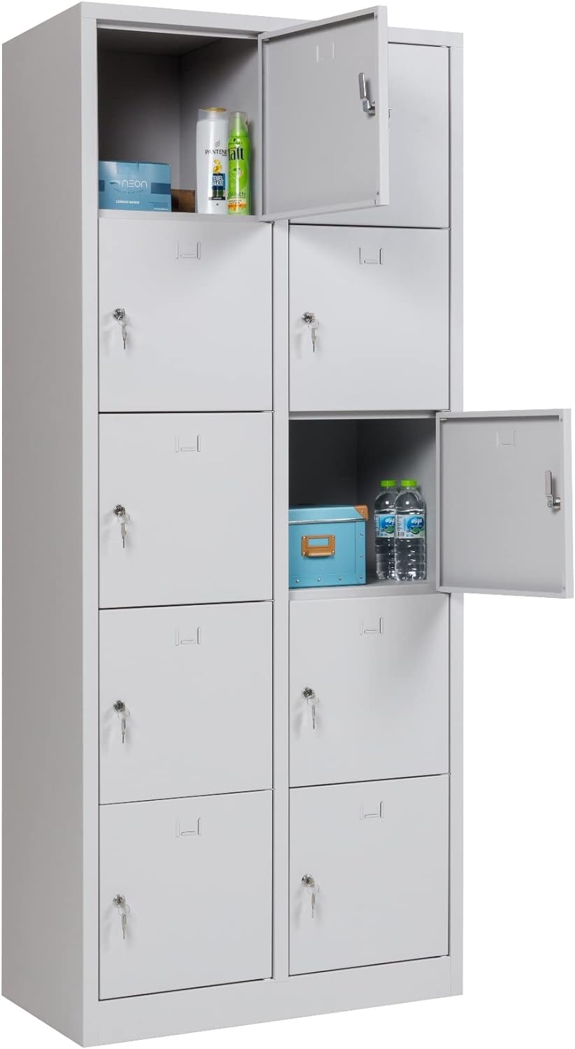 Furni24 Schließfachschrank Schließfach Wertfachschrank Personalschrank Wertfach Spind 190 cm x 80 cm x 45 cm grau RAL 7035 **fertig montiert** Verschiedene Ausführungen