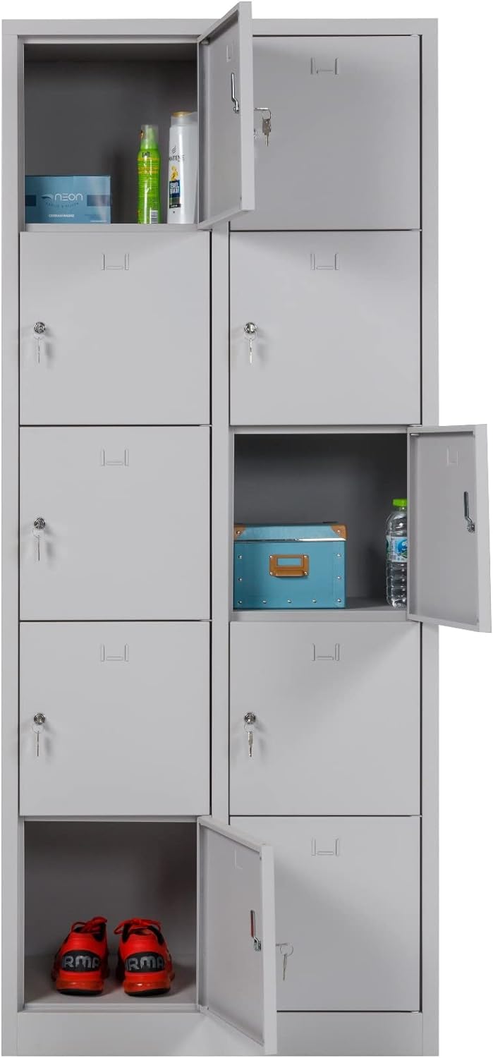 Furni24 Schließfachschrank Schließfach Wertfachschrank Personalschrank Wertfach Spind 190 cm x 80 cm x 45 cm grau RAL 7035 **fertig montiert** Verschiedene Ausführungen