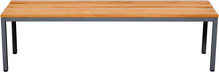 Furni24 Sitzbank für Umkleideräume BxHxT: 150x42x40 cm, Umkleidesitzbank, Umkleidebank, Garderobenbank, Sportbank, Bank mit Echtholz für Fitnessstudio