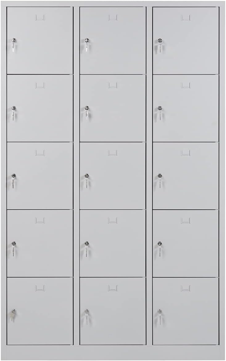 Furni24 Schließfachschrank Schließfach Wertfachschrank Personalschrank Wertfach Spind 190 cm x 120 cm x 45 cm grau RAL 7035 **fertig montiert** Verschiedene Ausführungen
