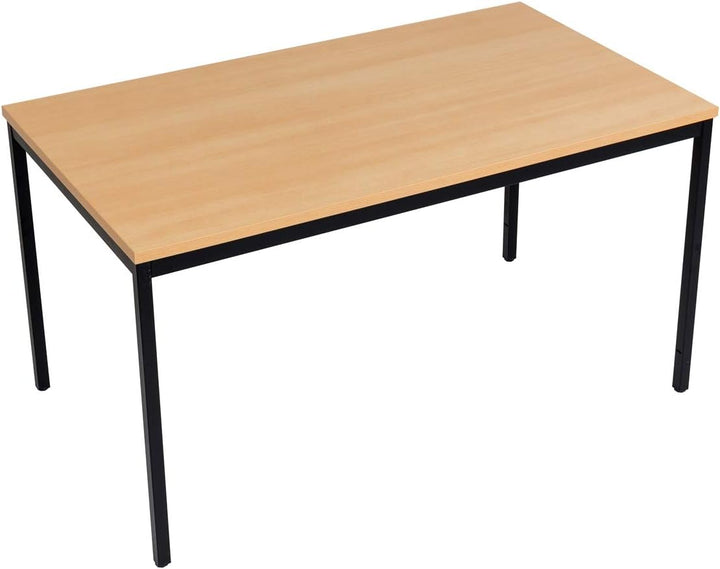 Furni24 Schreibtisch-Stahlgestell 120x80x75cm, Buche, TÜV/GS-Einfache Montage, Arbeitstisch, Bürotisch, Küchentisch, Esstisch, Druckertisch Büro-Möbel Arbeitszimmer Computertisch Gaming-Tisch Mehrzwecktisch