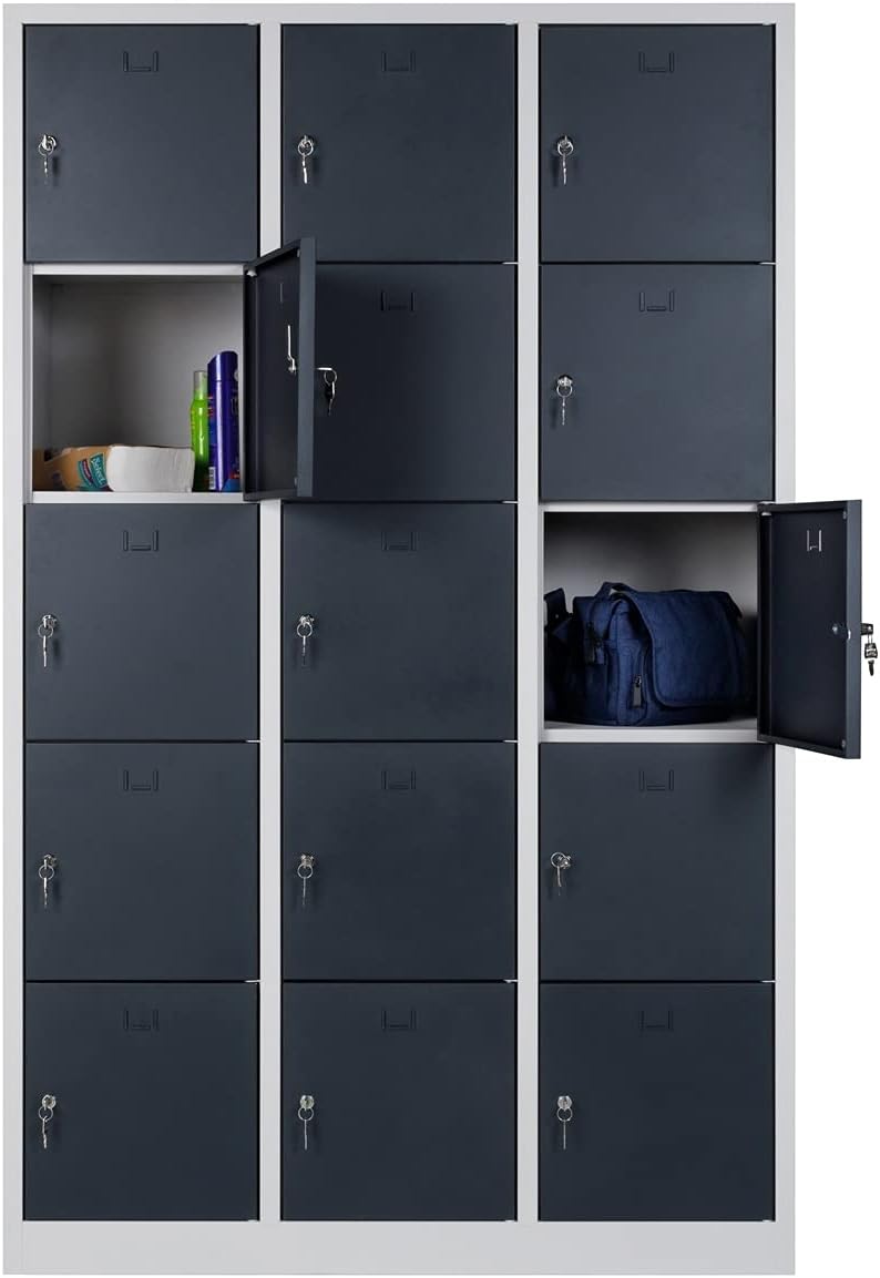 Furni24 Schließfachschrank Schließfach Wertfachschrank Personalschrank Wertfach Spind 190 cm x 120 cm x 45 cm anthrazitgrau RAL 7016 **fertig montiert** Verschiedene Ausführungen