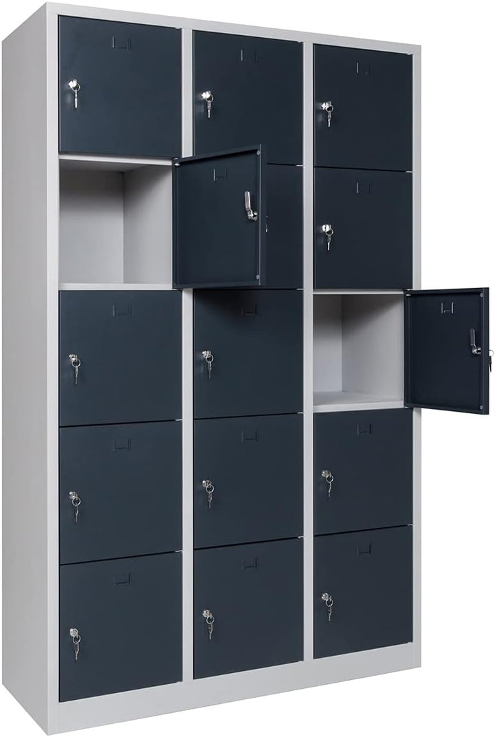 Furni24 Schließfachschrank Schließfach Wertfachschrank Personalschrank Wertfach Spind 190 cm x 120 cm x 45 cm anthrazitgrau RAL 7016 **fertig montiert** Verschiedene Ausführungen