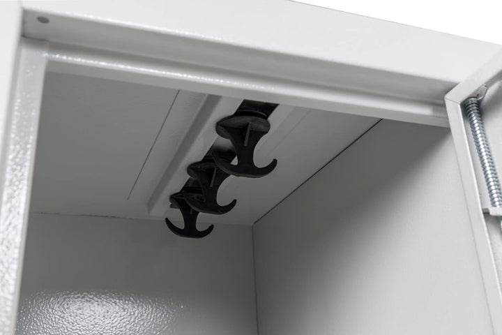 Garderobenschrank Abteilbreite 30 cm halbe Türen, 180 cm x 90 cm x 40 cm / grau RAL 7035