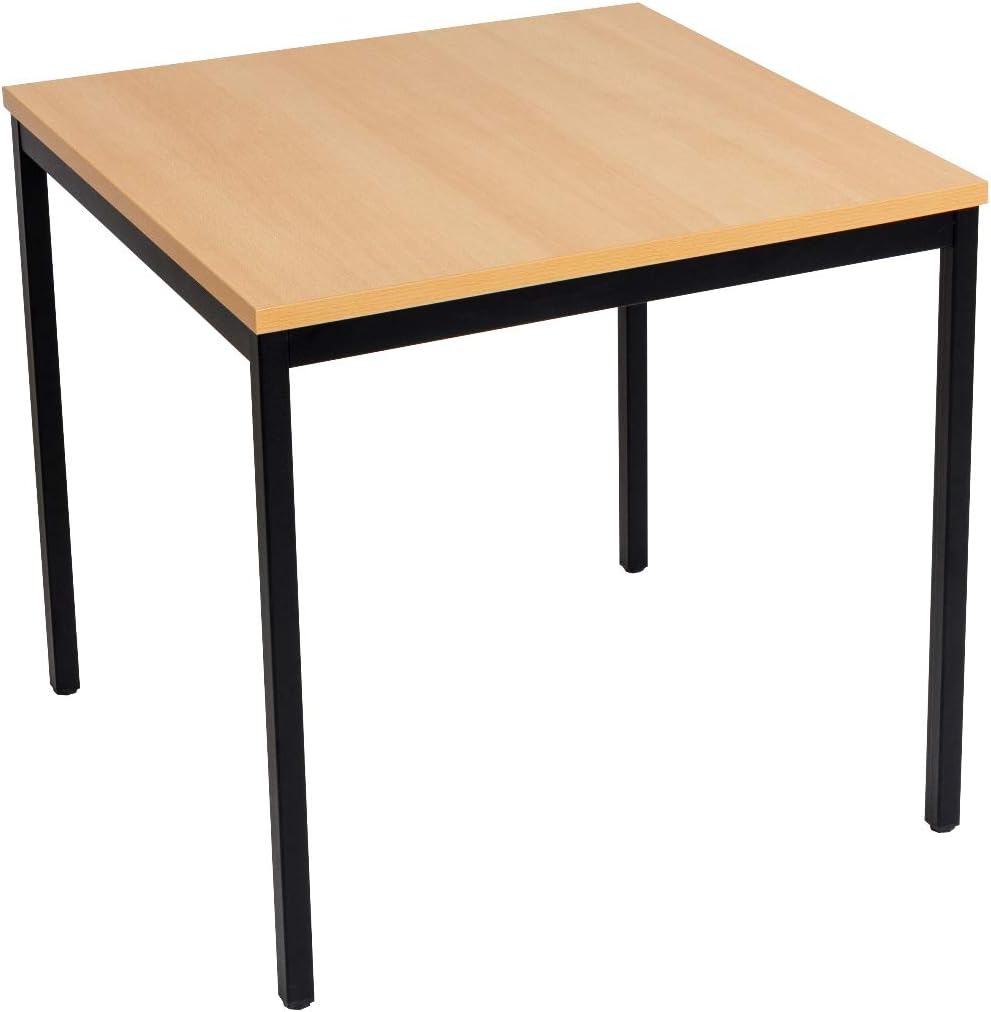 Furni24 Schreibtisch-Stahlgestell 80x80x75cm, Buche, TÜV/GS-Einfache Montage, Arbeitstisch, Bürotisch, Küchentisch, Esstisch, Druckertisch Büro-Möbel Arbeitszimmer Computertisch Gaming-Tisch Mehrzwecktisch