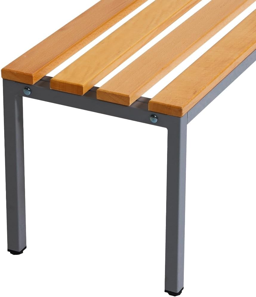 Furni24 Sitzbank für Umkleideräume BxHxT: 100x42x40 cm, Umkleidesitzbank, Umkleidebank, Garderobenbank, Sportbank, Bank mit Echtholz für Fitnessstudio