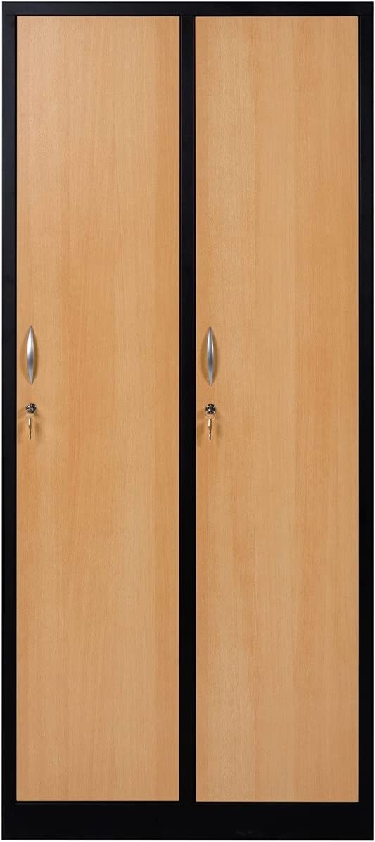 Garderobenschrank Abteilbreite 40 cm ganze Türen mit schwarz/weiß Trennung, 180 cm x 120 cm x 50 cm / grau RAL 7035