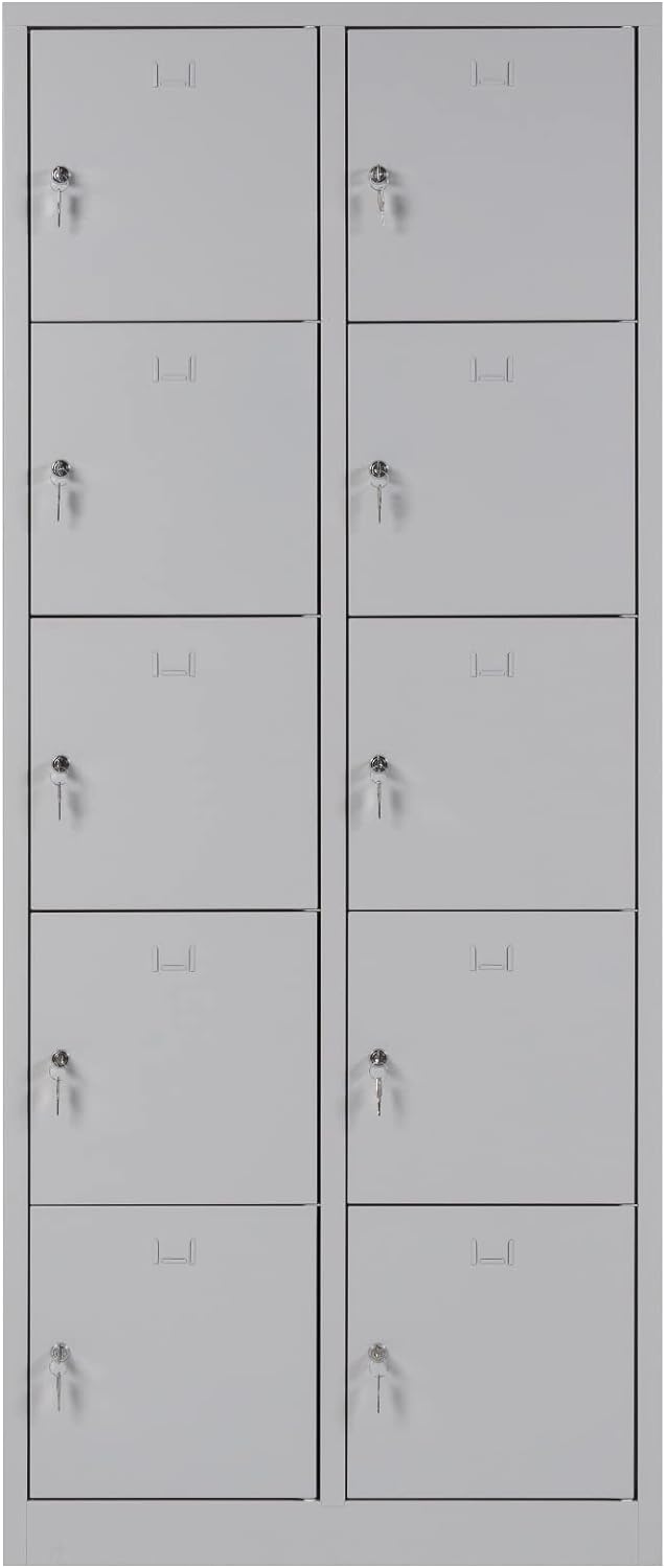 Furni24 Schließfachschrank Schließfach Wertfachschrank Personalschrank Wertfach Spind 190 cm x 80 cm x 45 cm grau RAL 7035 **fertig montiert** Verschiedene Ausführungen