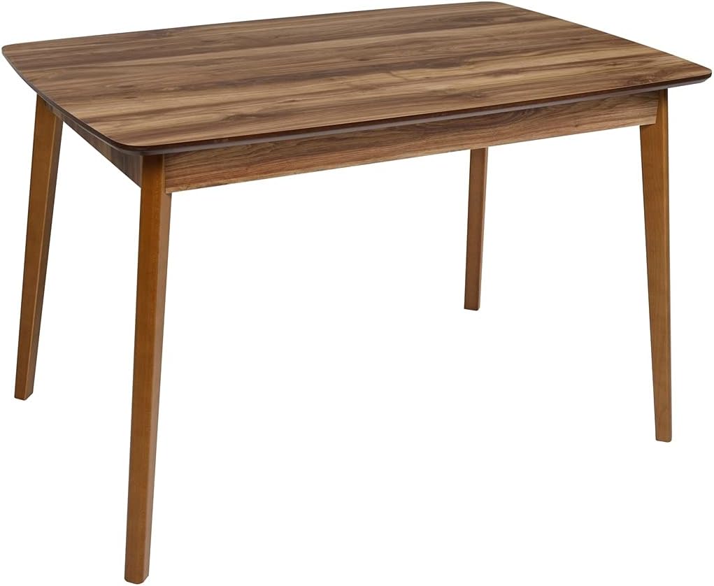 Furni24 4er Esstisch Set, Rechteckig Esstisch Küchentisch 4 Stühle Esszimmertisch Tisch mit Holzbein, Walnussfarbe 120x77x77 cm