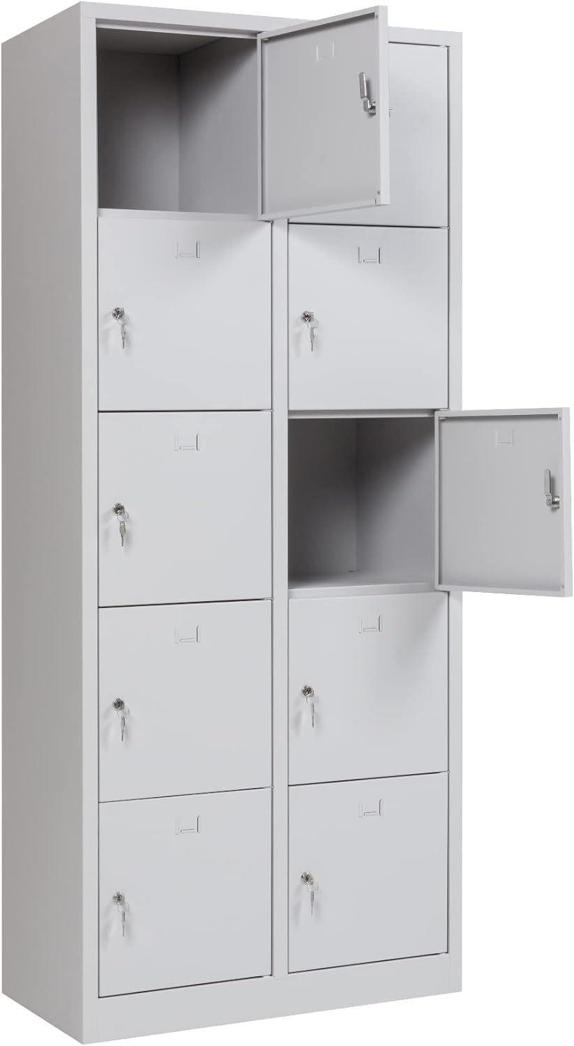 Furni24 Schließfachschrank Schließfach Wertfachschrank Personalschrank Wertfach Spind 190 cm x 80 cm x 45 cm grau RAL 7035 **fertig montiert** Verschiedene Ausführungen